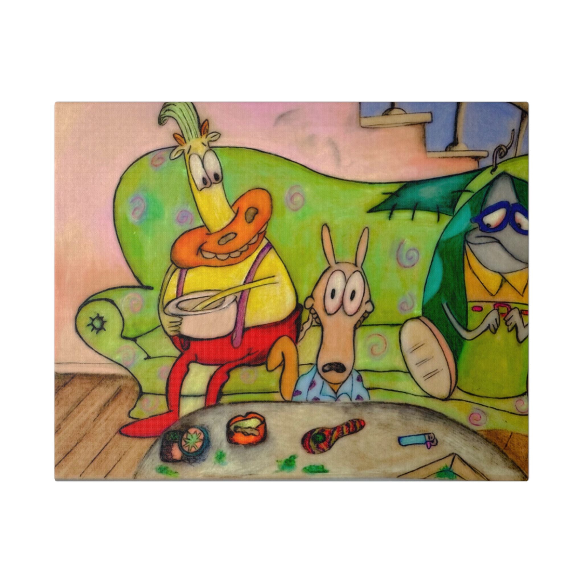 Cartoon Couch Scene Canvas Print