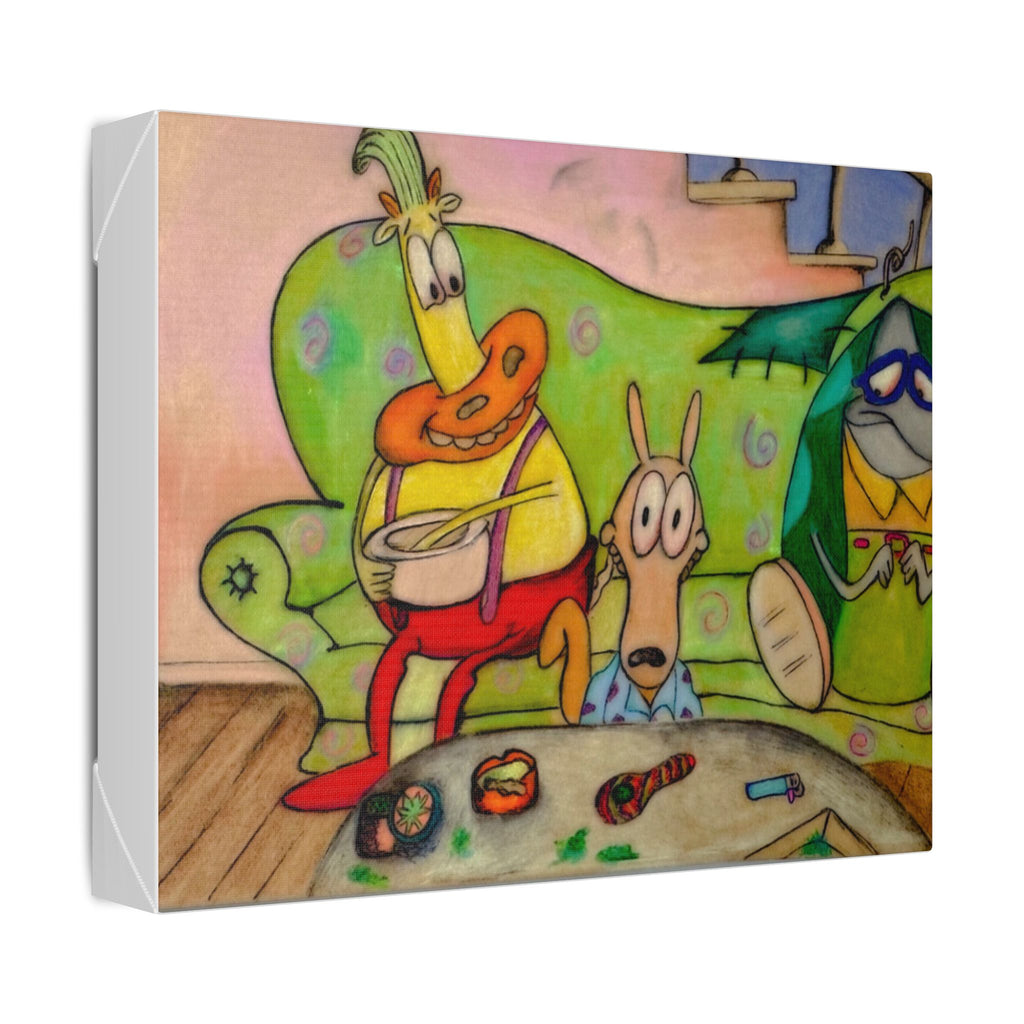 Cartoon Couch Scene Canvas Print